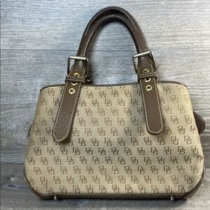 Dooney & Bourke Signature Monogram Canvas Small Buckle Satchel 8.5”x 4”x 12.5”